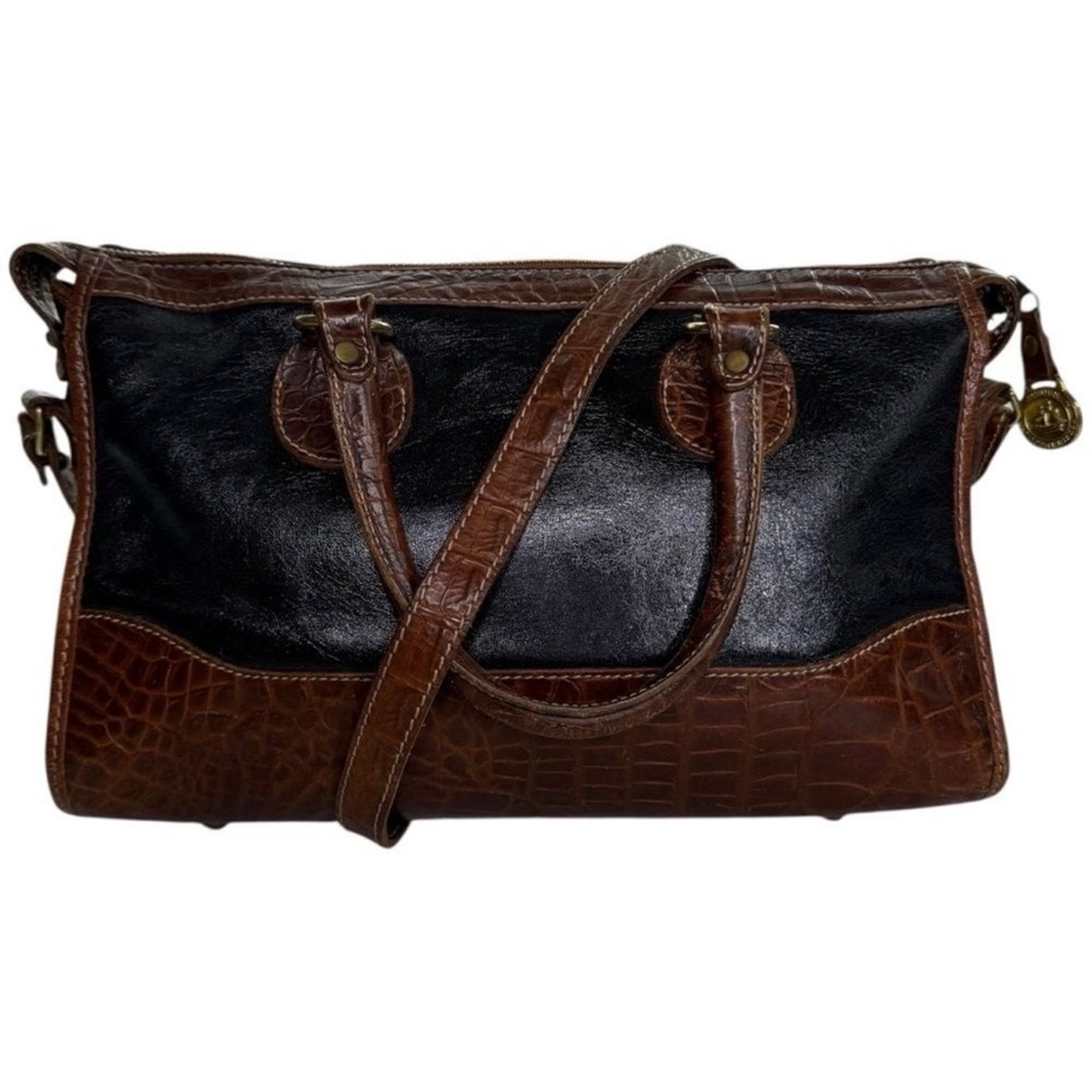 Brahmin Elegant Brown and Black Leather Handbag - Picture 10 of 11